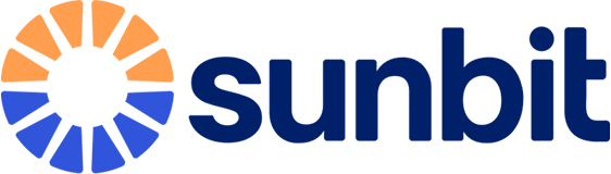 Sunbit logo featuring orange and blue radiating sun design with company name text