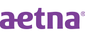 Aetna purple logo and registered trademark symbol on white background