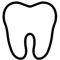 Simple black outline of a tooth symbol representing dental care and oral health services.