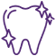Purple outline of a tooth with a crown symbol, representing dental wellness and crown treatment.